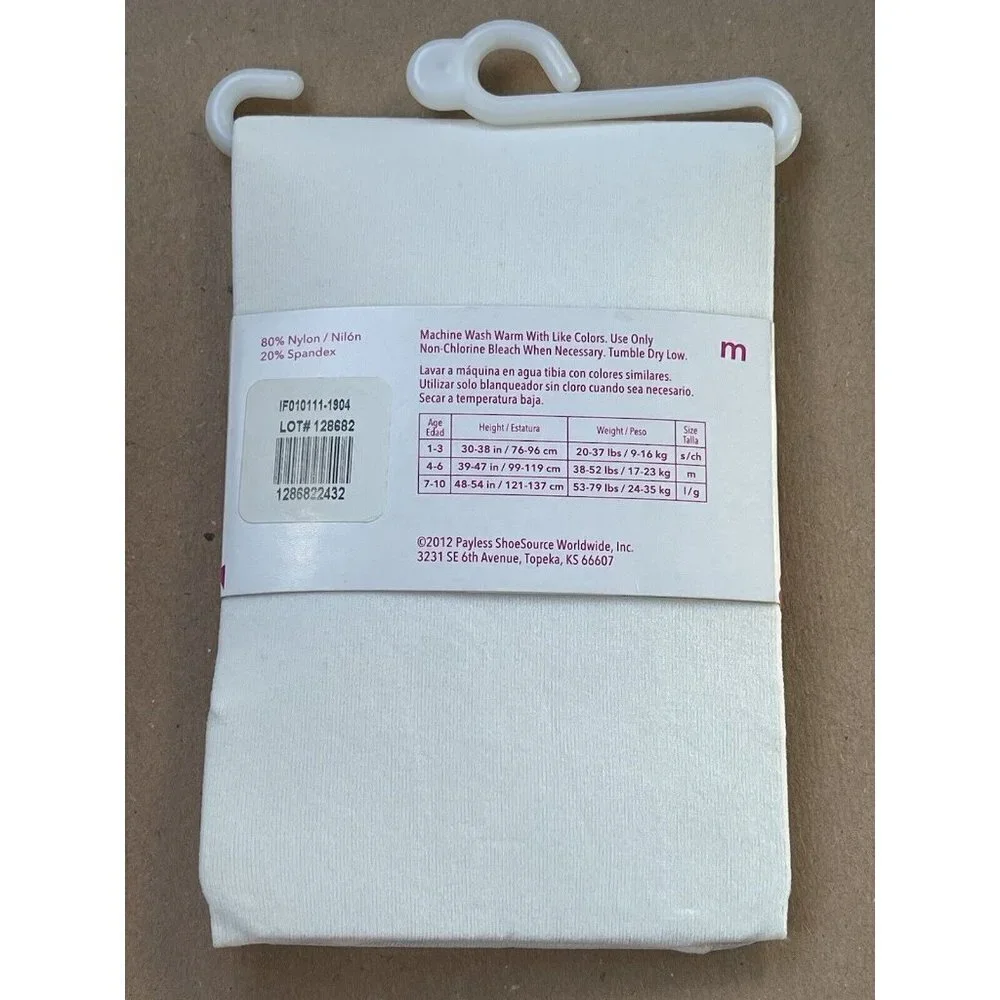 Miniccigirl Girls Medium White Tights 1 Pair Nylon Spandex Age 4-6 New